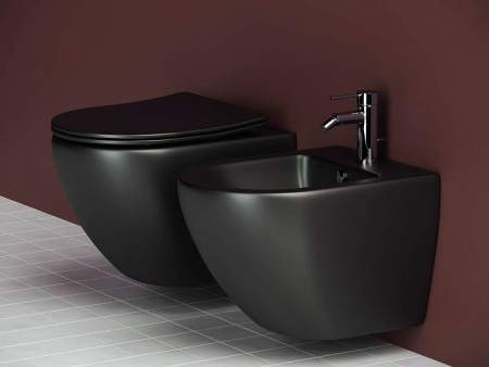 Подвесной унитаз Ceramicanova Metropol Rimless, глубокий смыв, с крепежом для полностью скрытого монтажа,  ультратонким сидением и крышкой с функцией плавного закрытия CN4002MB