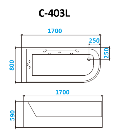 Акриловая ванна с гидромассажем Cerutti SPA C-403L 170x80