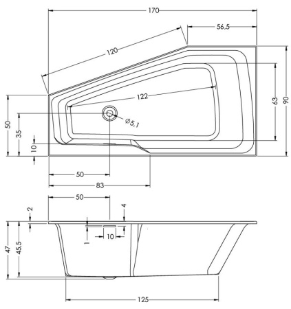 Акриловая ванна Riho Rething Space 170x90 R Plug & Play BD8300500000000
