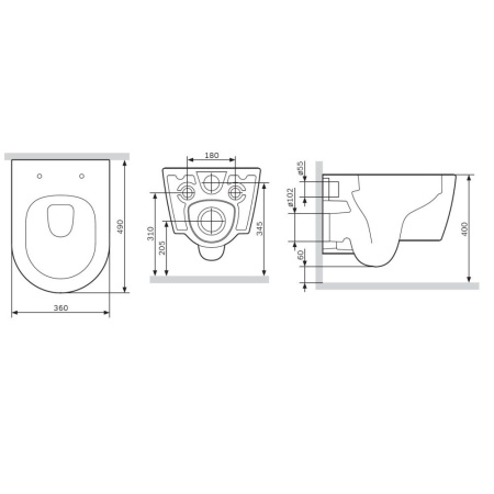 C8F1700MWSC Func Подвесной унитаз AM.PM 49 см FlashClean с сиденьем микролифт, бел мат