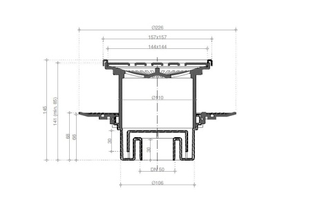 Точечный трап Pestan Confluo Standard 15х15 Plate Vertical 2in1 13702561