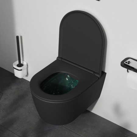 C8F1700MBSC Func Подвесной унитаз AM.PM 49 см FlashClean с сиденьем микролифт, черн мат