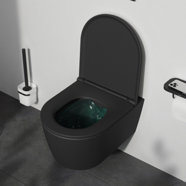 C8F1700MBSC Func Подвесной унитаз AM.PM 49 см FlashClean с сиденьем микролифт, черн мат