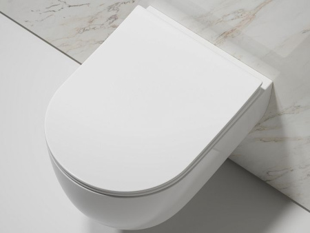 Подвесной унитаз Ceramicanova Modena  Rimless, глубокий смыв, с крепежом для полностью скрытого монтажа,  ультратонким сидением и крышкой с функцией плавного закрытия, дюропласт CN6063