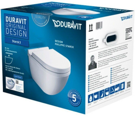 Унитаз подвесной Duravit Starck 3 Rimless (с крышкой SoftClose) 45270900A1