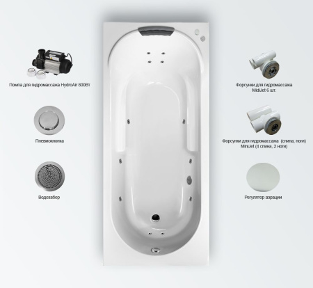 Гидромассажная акриловая ванна Lavinia Boho Bristol 36028H00 150х75