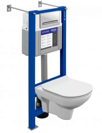 Комплект Cersanit CITY CO DPL EO slim инсталляция AQUA SMART M40 кнопка PILOT стекло белый, 63485