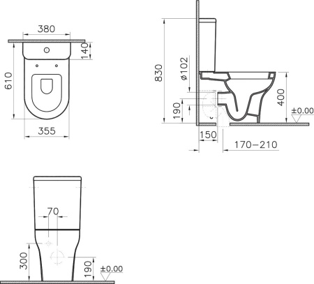 Унитаз-компакт VitrA Zentrum 9012B003-7202