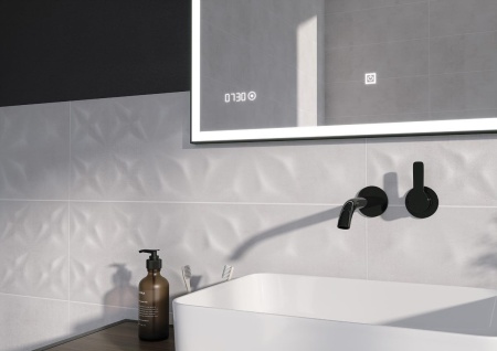 Зеркало Cersanit LED 011 design 100x80 с подсветкой часы металл. рамка прямоугольное Ecom, KN-LU-LED011*100-d-Os