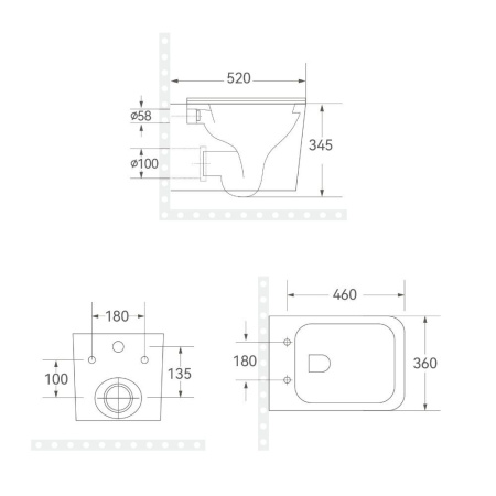 Подвесной унитаз RoxenBath Cube Tornado 530135-01 Rimless Soft Close