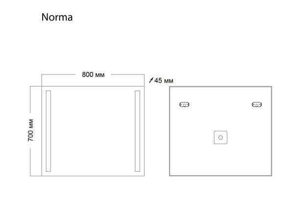 Зеркало Grossman NORMA 108070 (800x700x45) LED с механическим выключателем