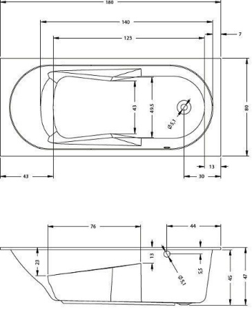 Акриловая ванна с ножками Riho Lazy 180х80 R BC4200500000000