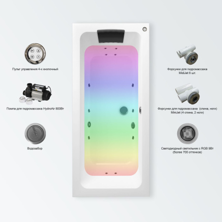 Гидромассажный комплект с хромотерапией 5 в 1 Lavinia Boho Pure 36280H0C