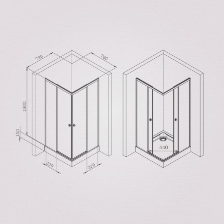 W94G-403-8080-MT1K X-joy Душевое ограждение AM.PM квадратное,раздвиж.двери 80x80 хром мат