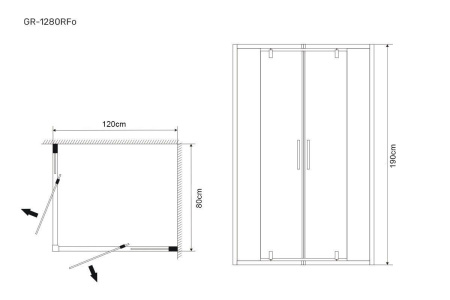 Душевое ограждение Grossman GR-1280R Forta (120*80*190) прямоугольник, двери распашные