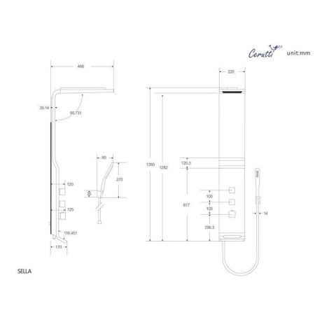 Панель SELLA B душевая Cerutti SPA CT8989