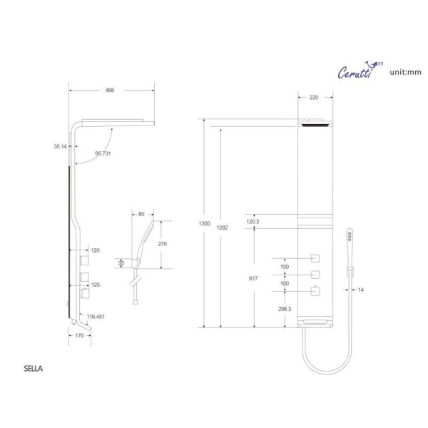 Панель SELLA B душевая Cerutti SPA CT8989
