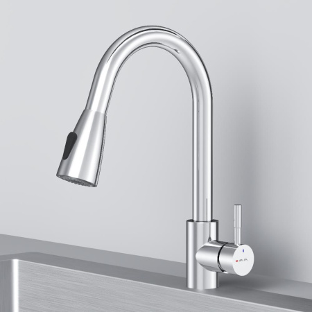 F85B07500 X-Joy S, Смеситель для кухни AM.PM с вытягивающимся изливом, хром