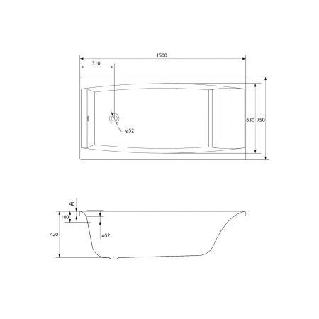 Акриловая ванна с фронтальной панелью и каркасом Cersanit VIRGO 150x75 63352 + 63366 + K-RW-VIRGO*150n