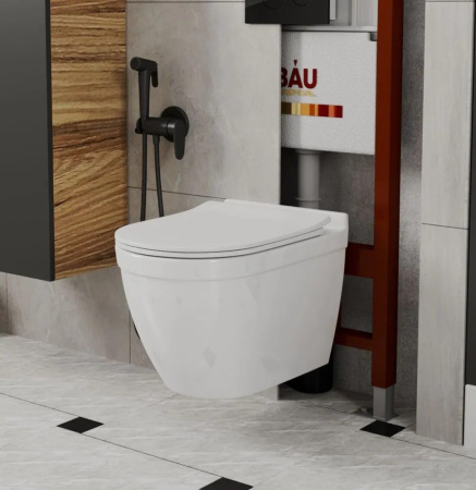 Унитаз подвесной безободковый Bauedge Mif PRO NT0002-PRO, белый