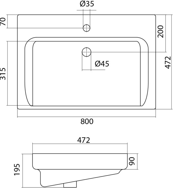Раковина Santek Тигода 80 1.WH30.2.084