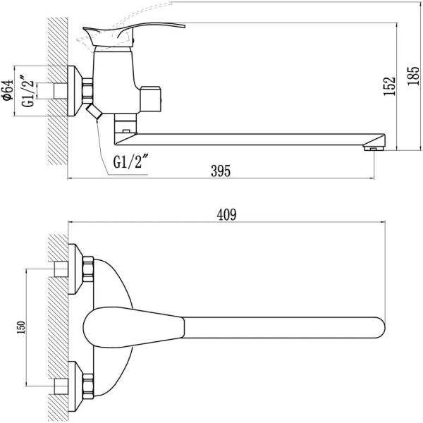 Смеситель для ванны Savol S-T2206, хром