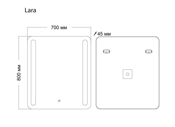 Зеркало Grossman LARA 137080 (700x800x45) LED с сенсорным выключателем и гравировкой
