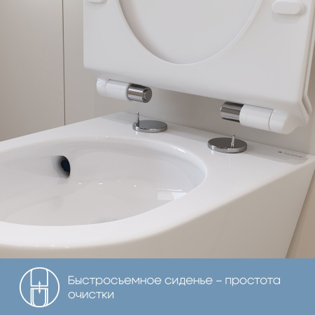 Aqueudto OVO Tornado S Унитаз подвесной 480*360 безободковый, Tornado, сиденье с микролифтом, белый глянцевый