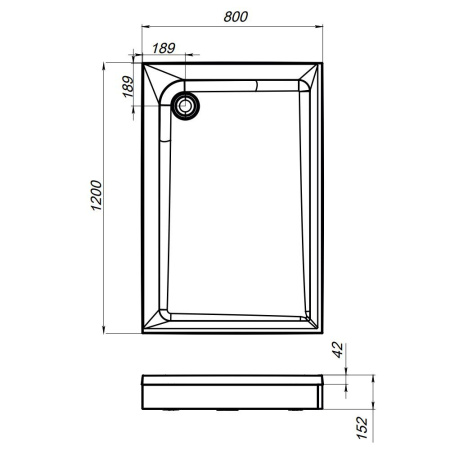 W90T-404-12080W Gem Square Душевой поддон AM.PM, 120x80 с сифоном