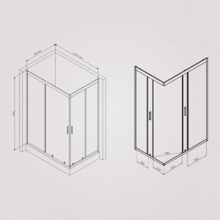 W90G-404-120280-MT Gem Twin Slide 120x80. Душевое ограждение AM.PM,120x80, профиль мат хром, стекло прозрачное