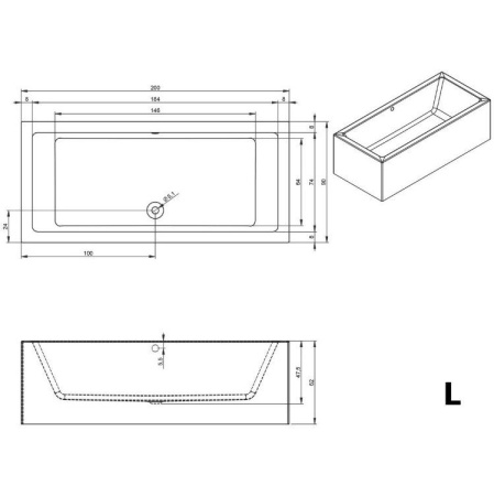 Акриловая ванна Riho Lugo 200x90 L Plug&Play BD7200500000000