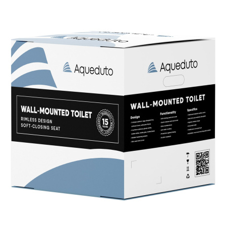 Aqueduto MACIO Tornado Унитаз подвесной 520*370 безободковый, Tornado, сиденье с микролифтом, черный матовый