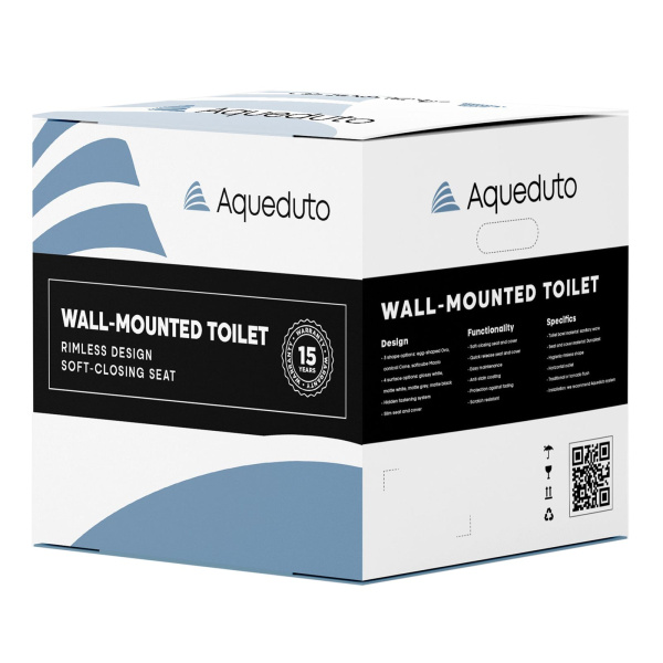 Aqueduto CONE Tornado Унитаз подвесной 525*360 безободковый, Tornado, сиденье с микролифтом, серый матовый