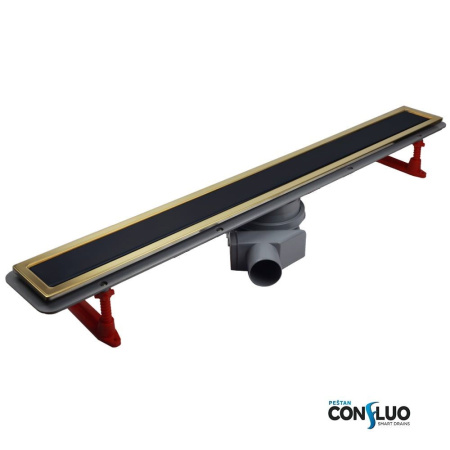 Душевой лоток Pestan Confluo Premium Line 650 Black Glass Gold, 13100116