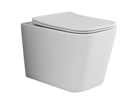 Подвесной унитаз Ceramicanova Cubic Rimless, глубокий смыв, с крепежом для полностью скрытого монтажа, ультратонким сидением и крышкой с функцией плавного закрытия CN1806