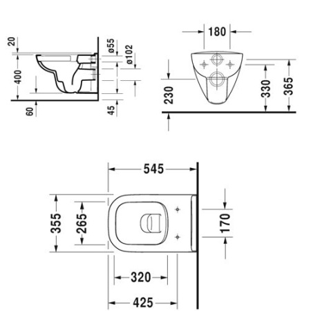 Унитаз подвесной Duravit D-Code Rimless (с крышкой SoftClose) 45700900A1