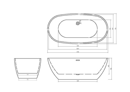 Акриловая ванна отдельностоящая Cerutti SPA d'ISEO 170x75