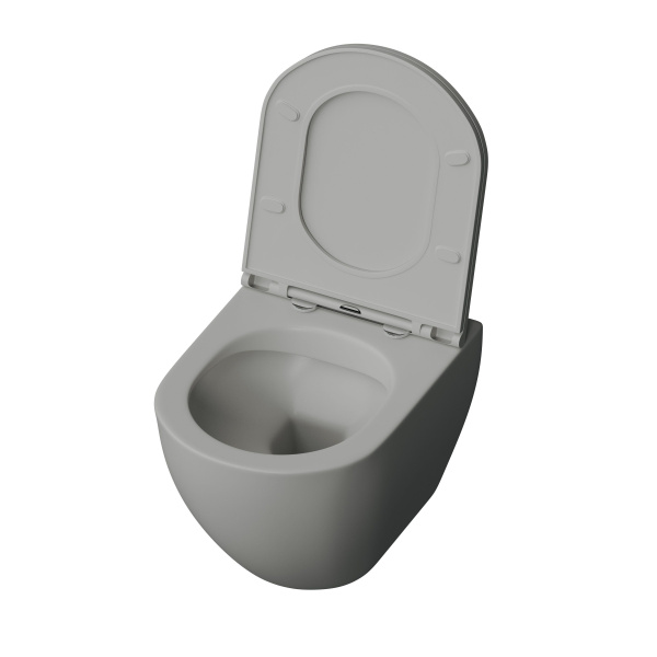Унитаз Grossman GR-4455GMS (490х370х360) серый матовый подвесной безободковый с тонкой крышкой