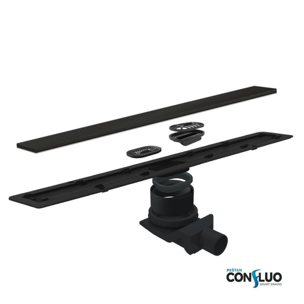 Душевой лоток Pestan Confluo Frameless Line 300 Black Glass, 13701201
