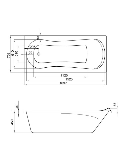 Акриловая ванна Santek Каледония 170x75 1.WH30.2.391