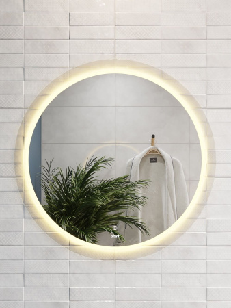 Зеркало Cersanit LED 012 design 88x88 с подсветкой хол. тепл. cвет круглое Ecom, KN-LU-LED012*88-d-Os