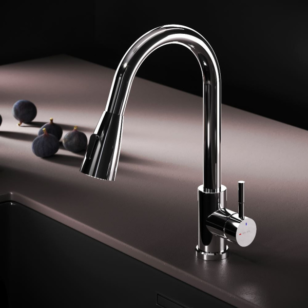 F85B07500 X-Joy S, Смеситель для кухни AM.PM с вытягивающимся изливом, хром