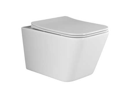 Подвесной унитаз Ceramicanova Metric Rimless, глубокий смыв, с крепежом для полностью скрытого монтажа,  ультратонким сидением и крышкой с функцией плавного закрытия, дюропласт CN3007