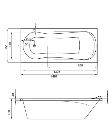 Акриловая ванна Santek Каледония 150х75 1.WH30.2.383