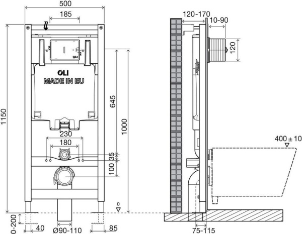 Инсталляция OLI 80 механическая + Панель слива SLIM, хром глянец, OLI 300572mSl00