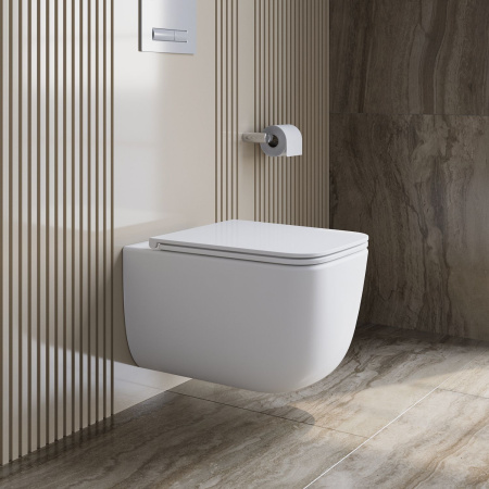 LUCE-TOR Унитаз подвесной безободковый с сиденьем дюропласт soft close, BB076CH-TOR/SC