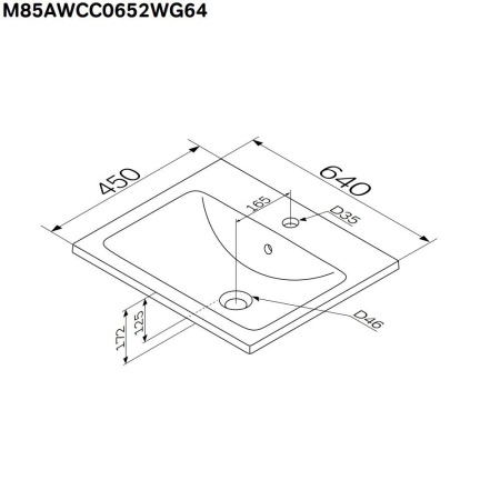 M85AWCC0652WG64 X-Joy, Раковина мебельная AM.PM, керамическая, 65 см, встроенная, цвет: белый, глянец