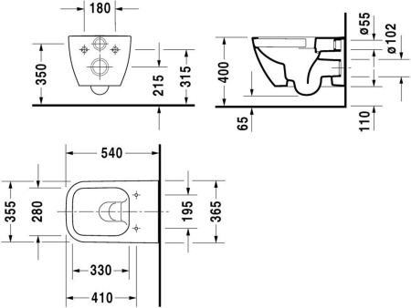 Унитаз подвесной Rimless Duravit Happy D.2 2222098900 антрацит
