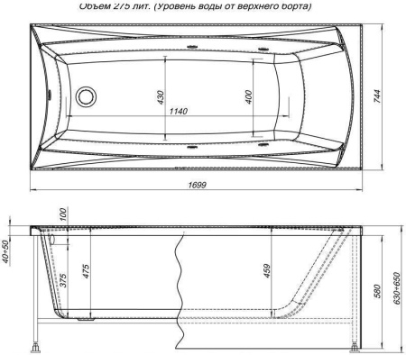 Акриловая ванна Aquanet Cariba 170x75 (с каркасом)