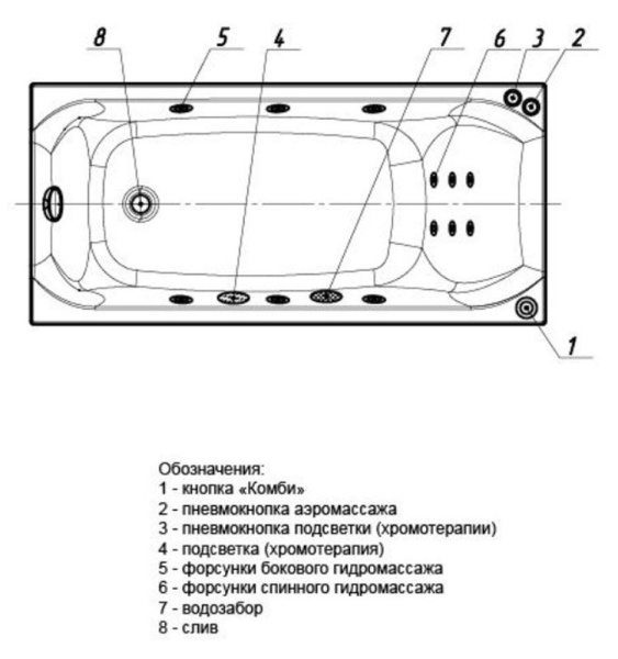 Акриловая ванна Aquatek Альфа 170x70 ALF170-0000007 с гидромассажем, слив слева